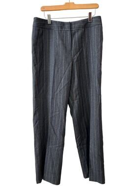 Vintage Talbots Wide Leg wool pants charcoal gray Stripe 8